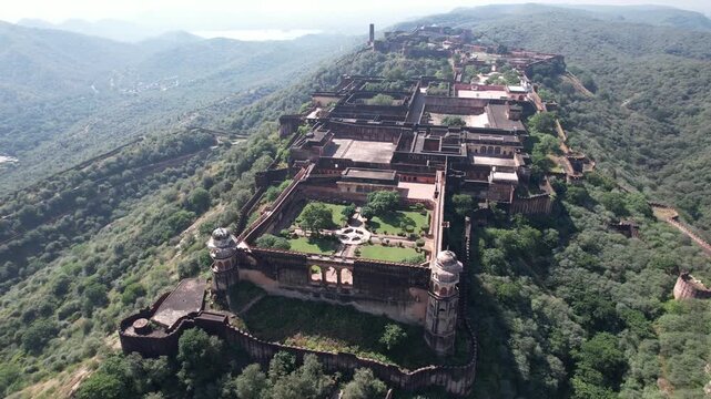  Drone shot of Jaigadh fort a historical place overlooking amer fort in jaipur rajasthan