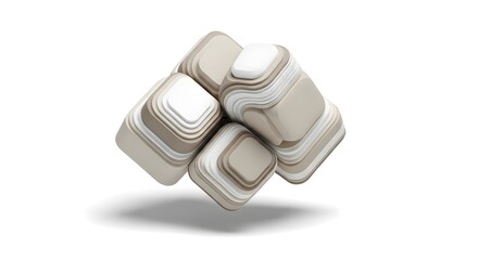 Abstract 3D Cube Cluster with Layers and Soft Light on White Background