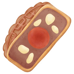 Mooncake cut in half dessert for mid autumn festival