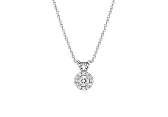 A delicate diamond pendant necklace.