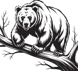 Fototapeta premium Vector illustration of a wild brown bear and tiger head tribal tattoo design