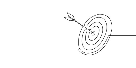 Continuous arrow line one art up drawing target icon direction down. Line continuous arrow business finance growth illustration single outline work circle vector goal doodle around process sign grow.