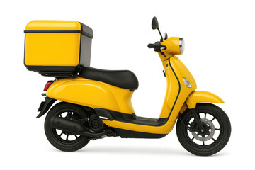 Yellow delivery scooter isolated on transparent background