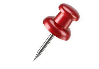 A glossy red pushpin on a black background.