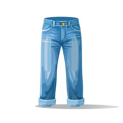 Cartoon blue jeans illustration denim pants casual wear rolled hem apparel fashion
