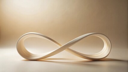 Fototapeta premium Elegant Cream-Colored Infinity Symbol on a Soft Background, Representing Endless Potential and Cyclical Nature
