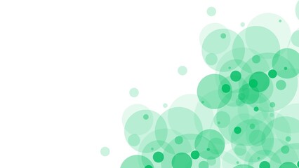 Abstract background featuring overlapping translucent green circles of varying sizes on a white background. The circles create a dynamic and modern design