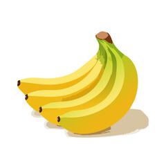Bunch of Ripe Yellow Bananas Tropical Fruit Still Life Graphic Design Illustration