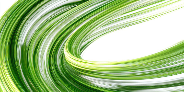 Green Energy Swirl, An abstract representation of swirling green energy or liquid, with dynamic lines and gradients, evoking the vitality and power of chlorophyll. on white background.