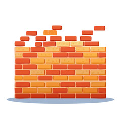 Obraz premium Cartoon brick wall illustration with partial construction and missing bricks simple structure and color construction themed design element