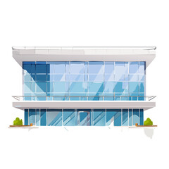 Modern Glass Office Building Facade Commercial Architecture Exterior Design Two Story Structure with Blue Windows