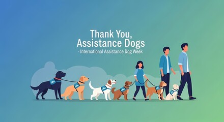 Celebrating international assistance dog week with thankful tribute and family walking scene