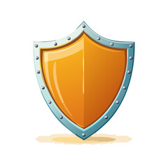 Orange shield illustration for defense concept secure protection security safety icon sign medieval emblem armor symbol graphic cartoon