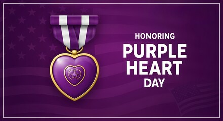 Plakat Honoring purple heart day with a commemorative medal design for patriotic celebrations and remembrance