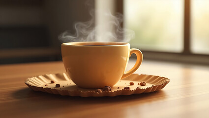 Fototapeta premium Sustainable Coffee Cup Concept in Soft Light