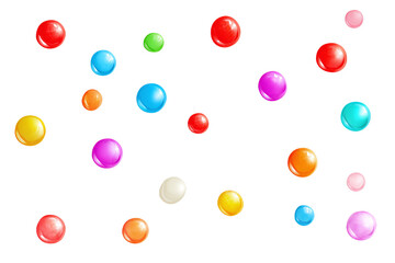 Colorful Gummy Balls Isolated on White Transparent Background