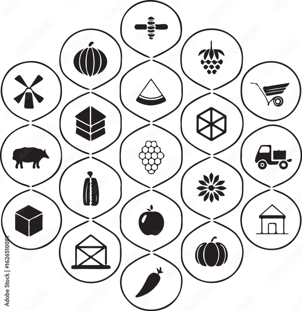 Poster dynamic abstract geometric shapes forming a complex pattern with a striking silhouette effect perfec