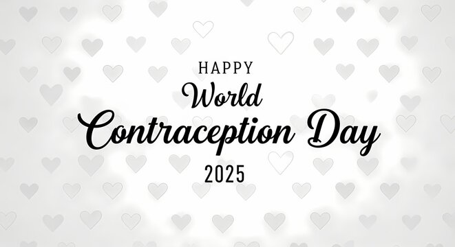 Celebrating world contraception day 2025 with heart pattern design for awareness and education initiatives - Powered by Adobe