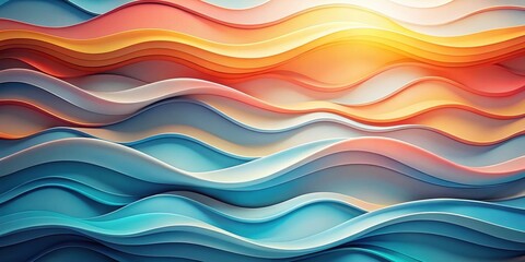 Fototapeta premium Abstract Flowing Wave Pattern Serene Hues of Blue, Orange, and Peach in a Seamless Design