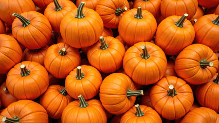 Obraz premium Vibrant orange pumpkins stacked together create festive autumn scene, perfect for seasonal decorations and celebrations