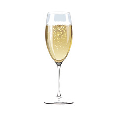 Elegant champagne flute filled with sparkling wine for festive celebrations toast party or holiday