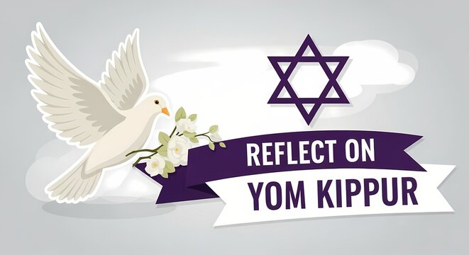 Reflect on yom kippur with dove and star of david design for spiritual reflection and celebration