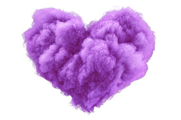 Fluffy purple heart shape isolated on white transparent background