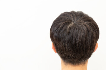 Obraz premium 男性の後頭部 白バック