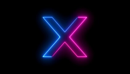 Neon letter X in vibrant colors