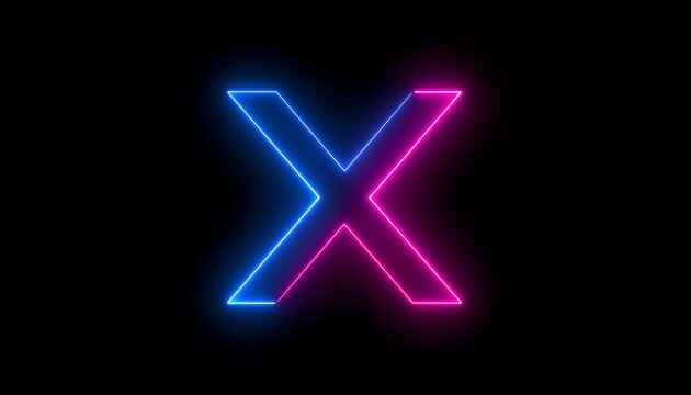Neon letter X in vibrant colors