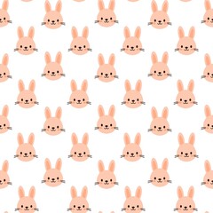 Bunny Face Pattern Seamless. Pastel Rabbit Cartoon Digital Paper for Easter & Baby Shower