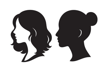Elegant Woman Face Profile Silhouette Vector on White Background