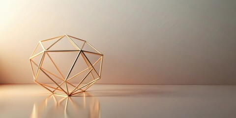 Golden Geometric Sphere on Neutral Background Elegant Minimalist Design Element for Modern Interior Decoration