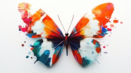 Colorful Abstract Butterfly on White Background