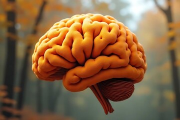 human brain on a yellow background