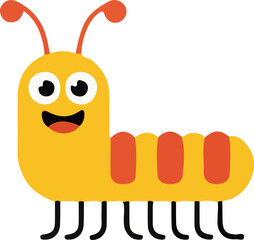 Obraz premium Adorable Cartoon Caterpillar Vector. Happy and Playful Yellow and Orange Bug for Kids
