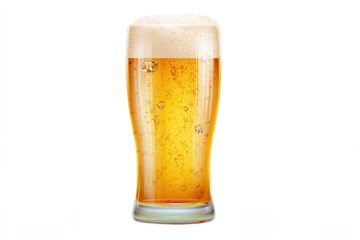 Cold Beer Glass Isolated on White Transparent Background