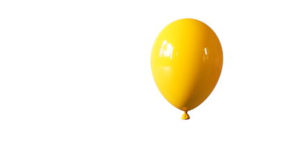 A single yellow balloon isolated on a black solid background view on transparent background