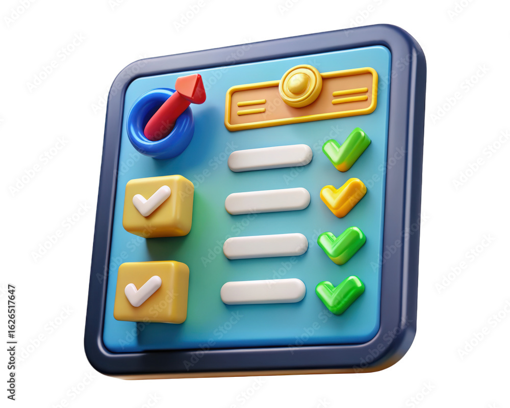 Poster creative 3d to do list with check marks and progress arrow for productivity and task management