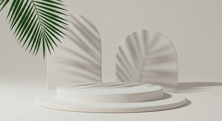 Luxury cosmetic presentation with tropical aesthetic