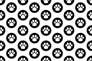Seamless Pet Paw Print Pattern. Cat and Dog Footprints on Transparent Background. Wallpaper. Vector Illustration