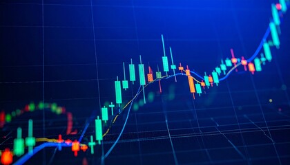 Glowing Financial Candlestick Chart, Stock Market Data Trends