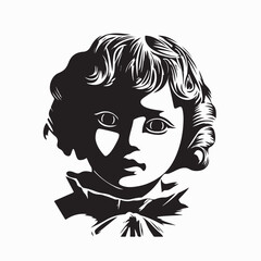  Scary Realistic Doll Staring with Intense Expression Vector image on white background.