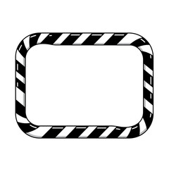 Rectangular frame with black and white candy stripe silhouette