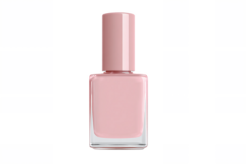 Pink Nail Polish Bottle, isolated on white transparent background