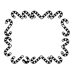 Candy cane frame with black and white striped design silhouette