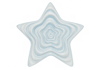 Light blue star-shaped design featuring concentric waves, gleaming against transparent backdrop, perfect for graphic layouts