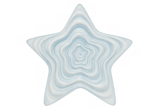 Light blue star-shaped design featuring concentric waves, gleaming against transparent backdrop, perfect for graphic layouts