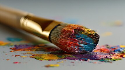 Fototapeta premium Colorful paintbrush and spatters