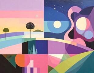 Day & Night Symphony: Abstract Geometric Harmony